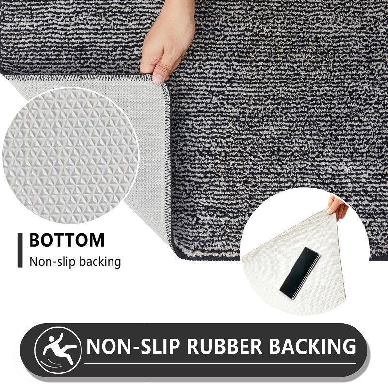 REFETONE Indoor Doormat, Front Door Mat 24"x36" Absorbent Rubber Backing Non Slip Back Door Mats, Washable Low-Profile Inside Floor Mat Door Rugs for Entryway, Resist Dirt Mud Mat for Dogs, Black - Image 4